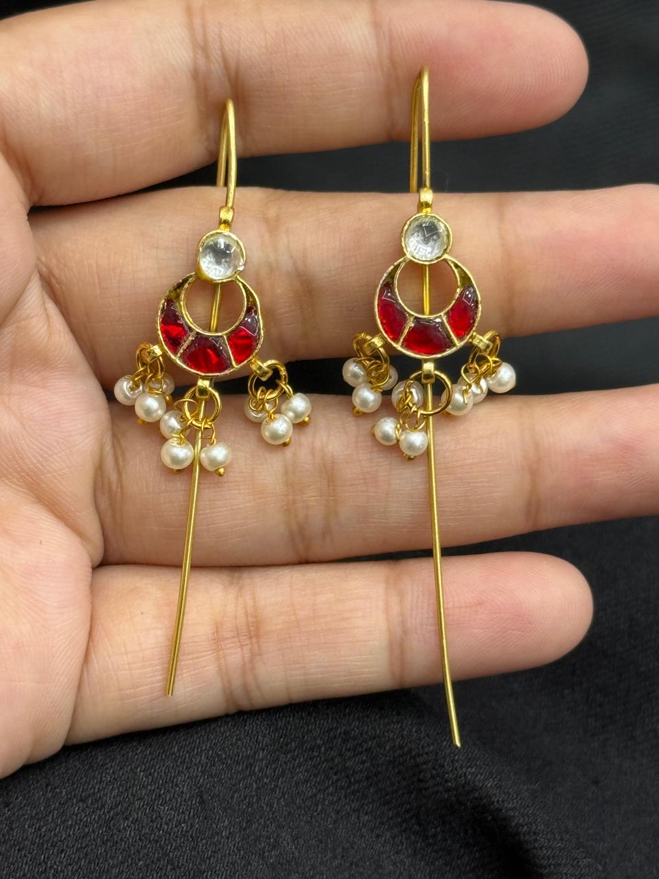 Chand Kundan  Ruby Earcuff