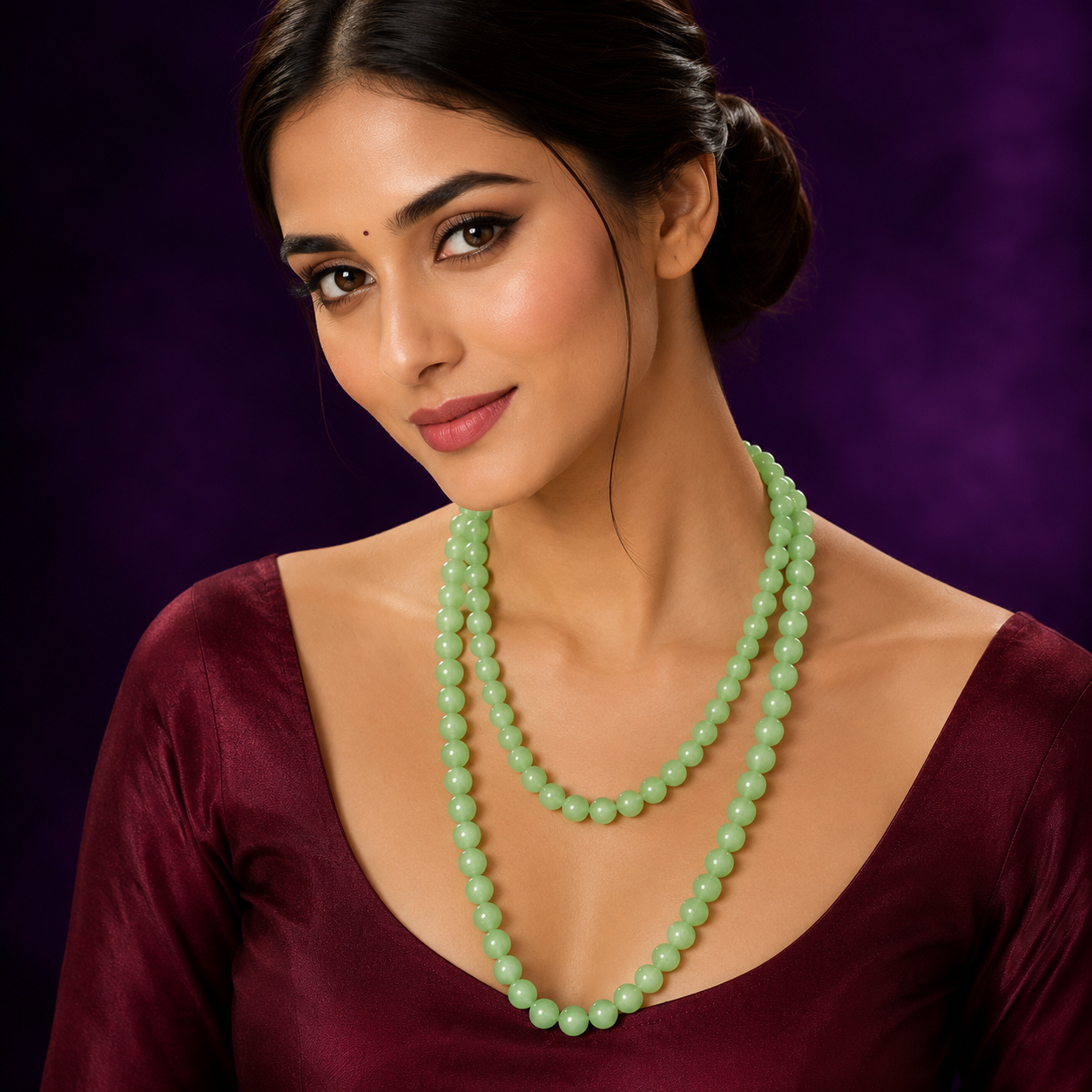 Mint double layered mala for women
