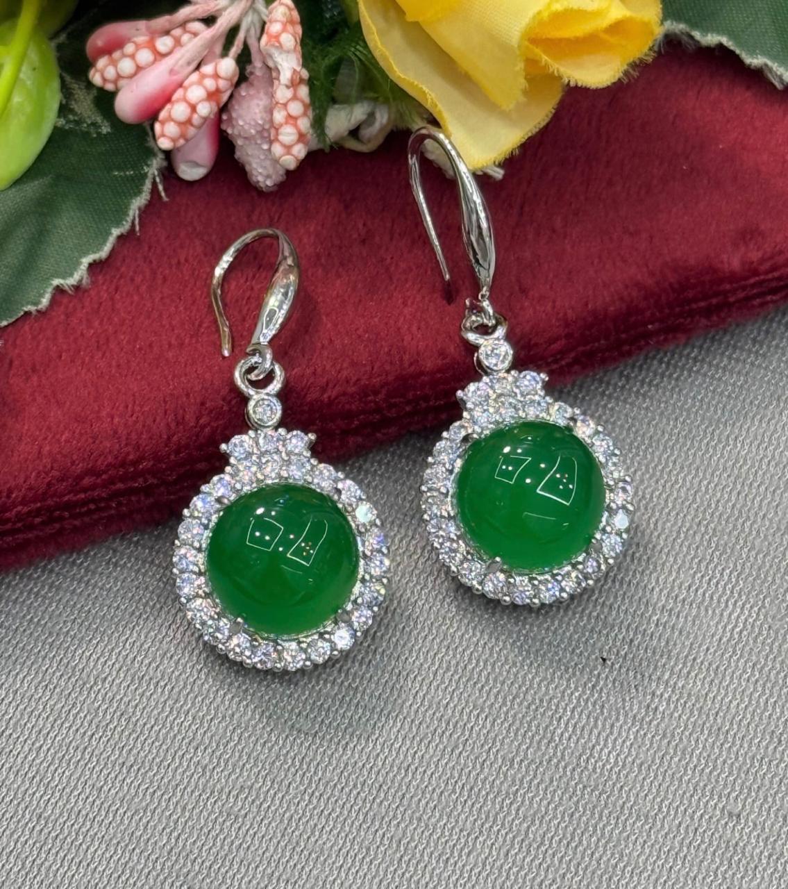 Green Jade Inspired Drop Earrings