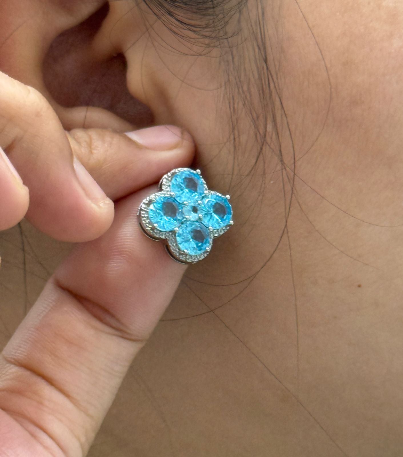 Blue Lagoon Flower Studs