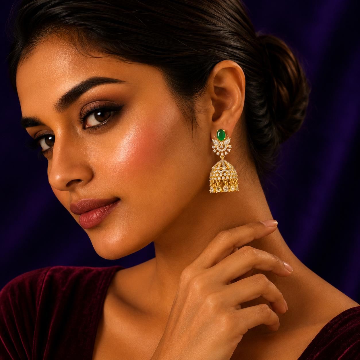 Cute With green Stone Jhumki for woman