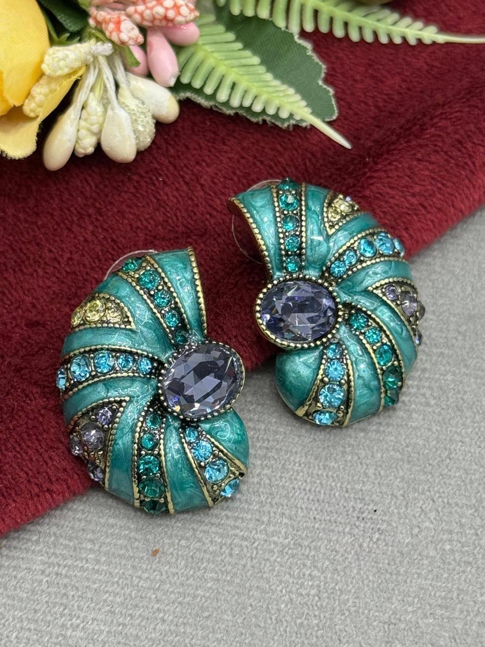 Beautiful Turquoise Studs With CZ