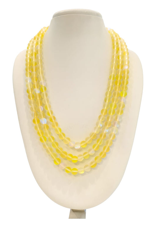 YELLOW MISTICK ONYX BEADS THREE LAYER MALA FOR WOMEN