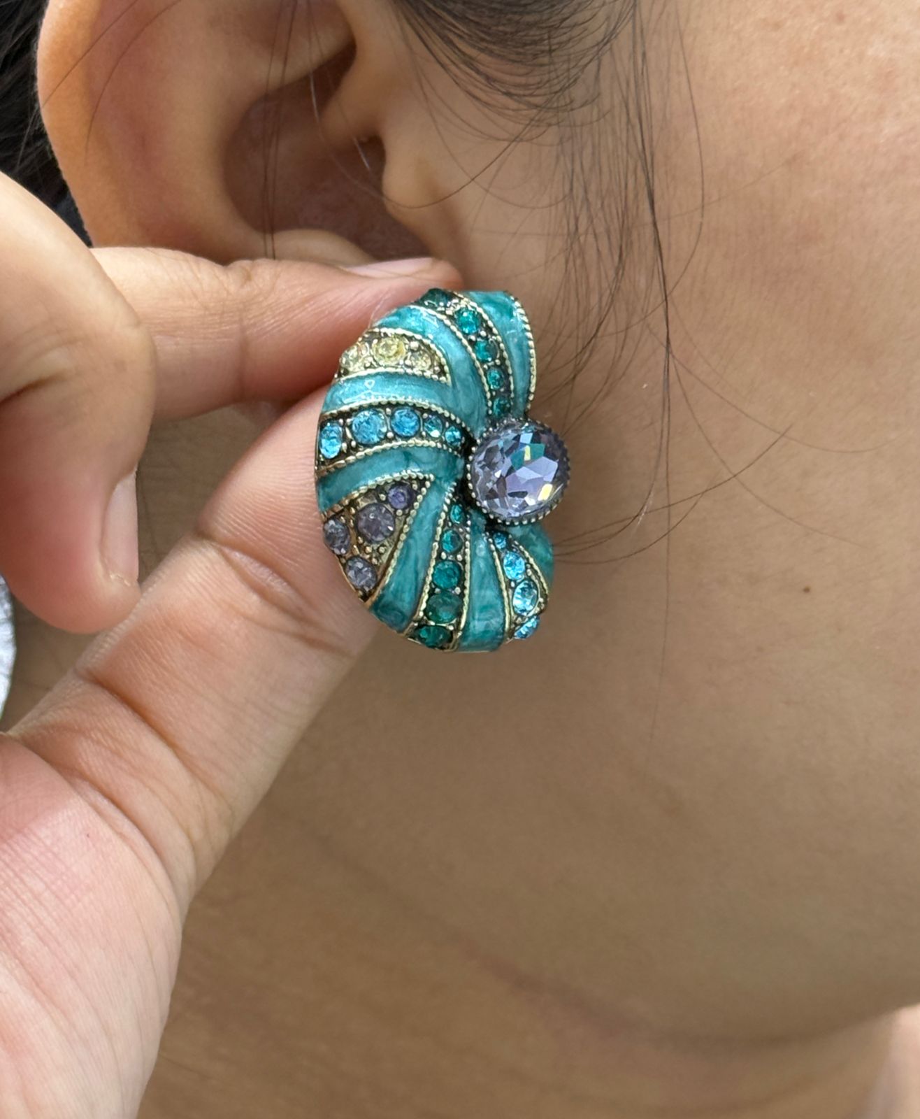 Beautiful Turquoise Studs With CZ