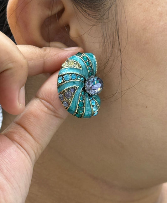 Beautiful Turquoise Studs With CZ