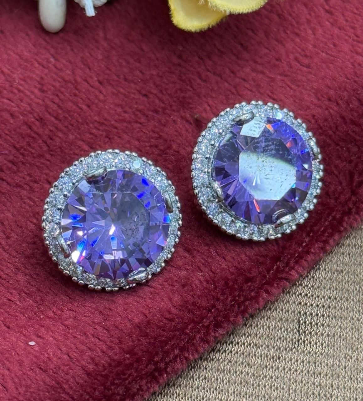 Lavender Sparkle Halo Studs