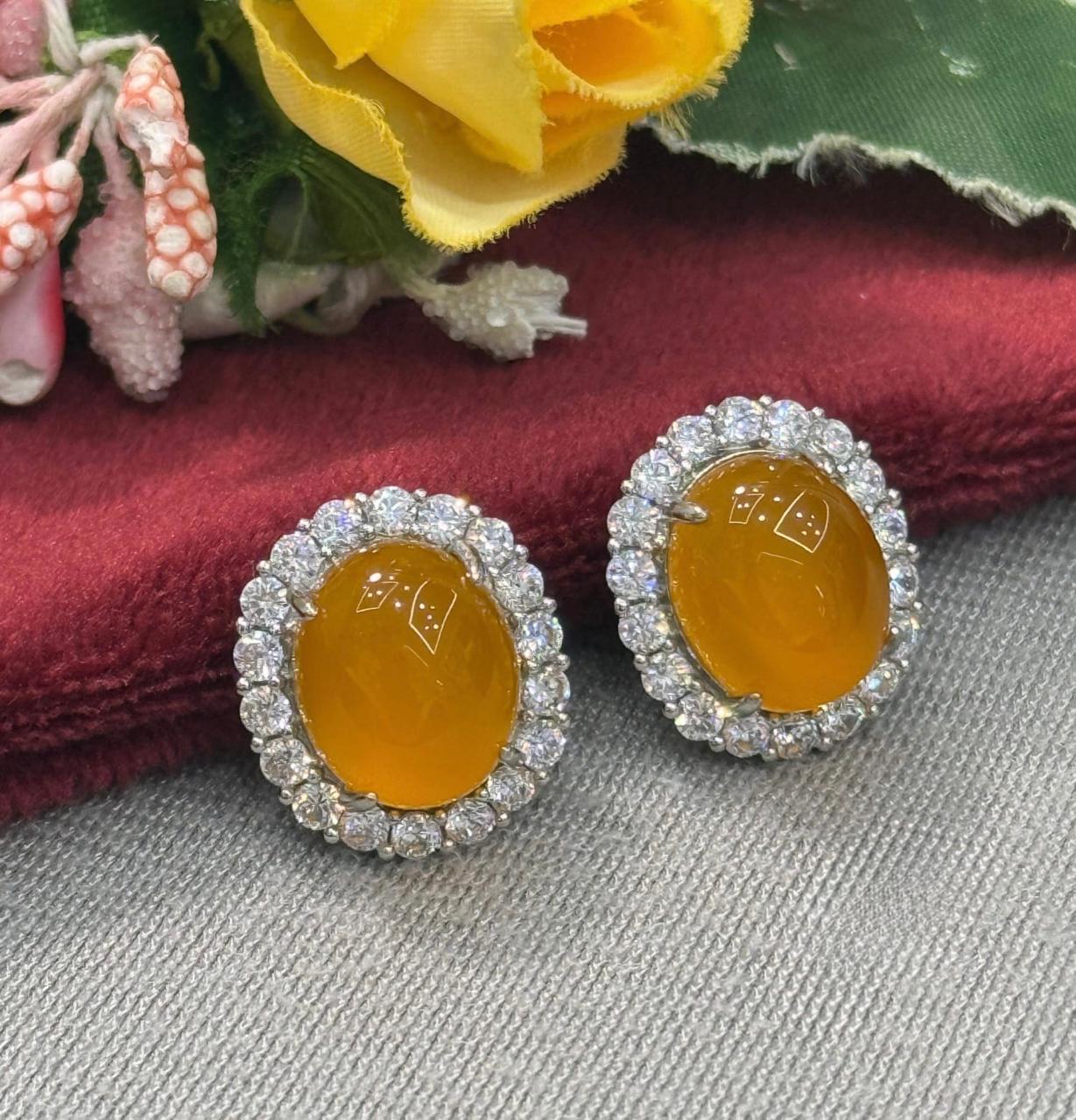 Honey Crystal Oval Stud