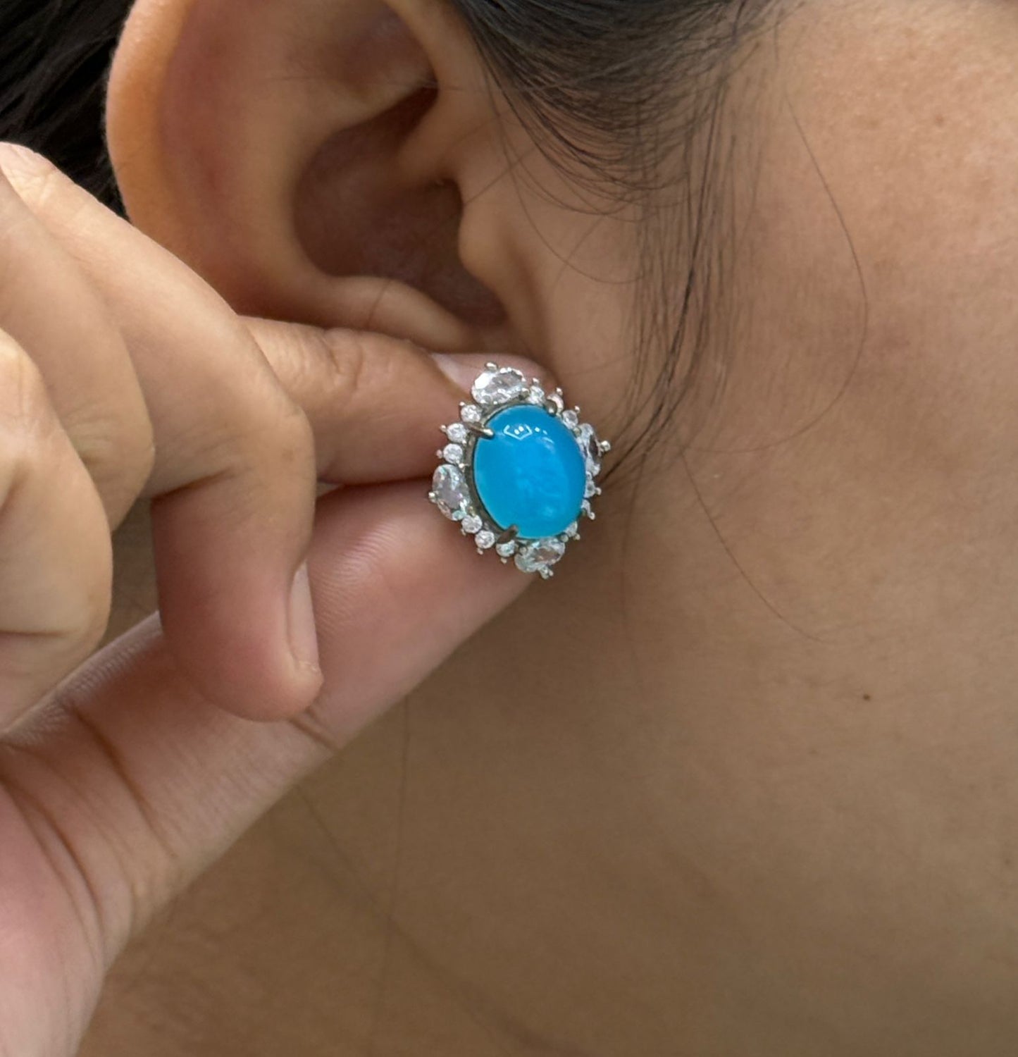 Vintage Turquoise Crystal Studs