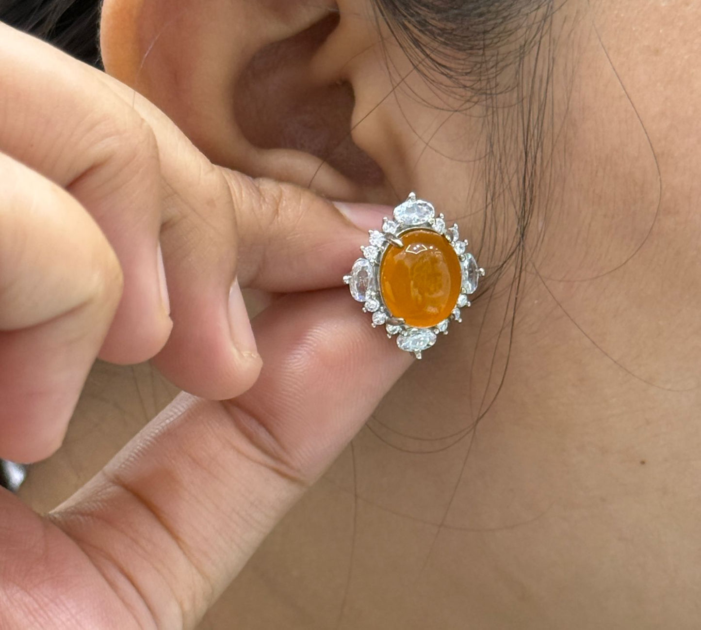 Vintage Orange Crystal Studs
