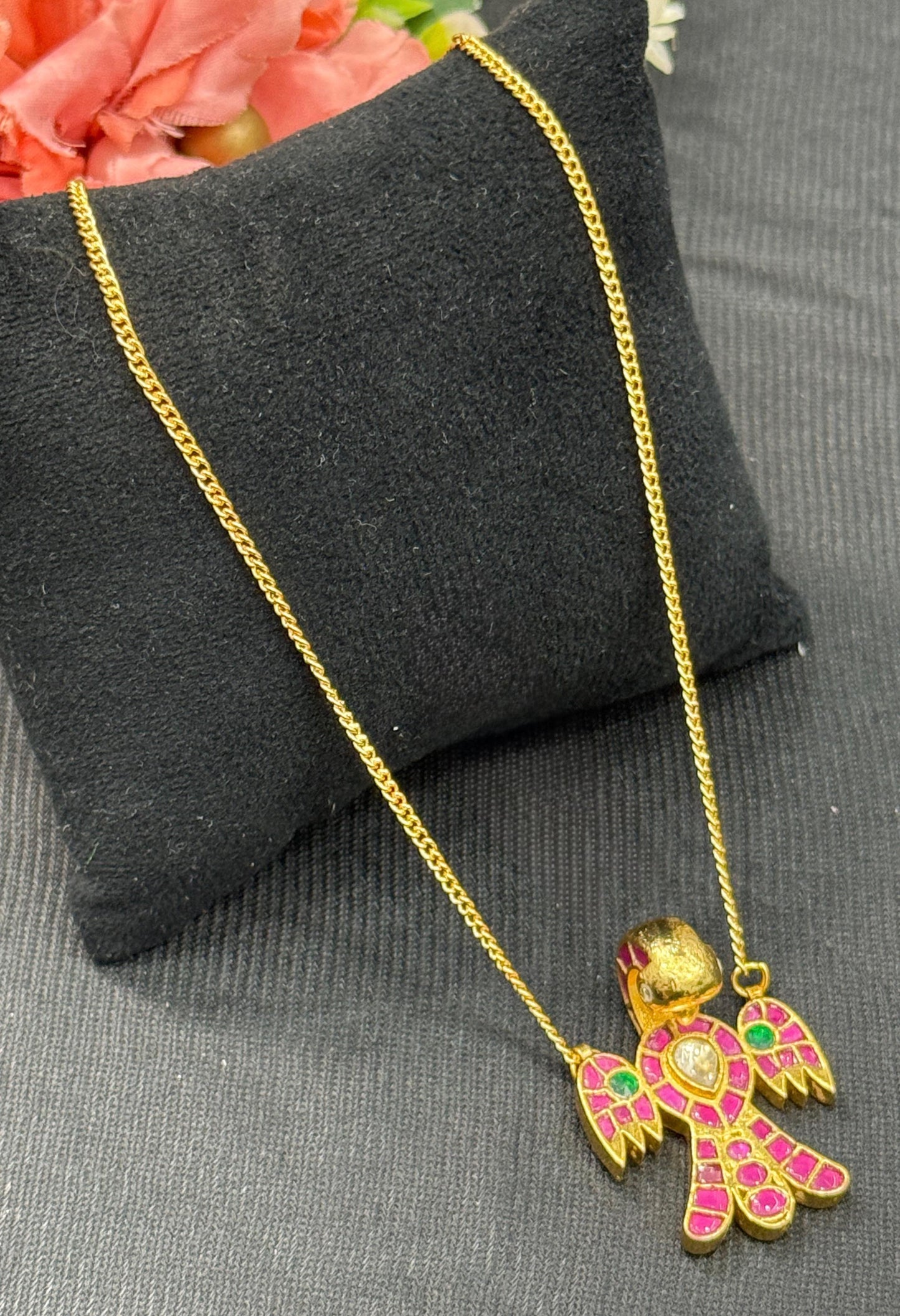 Gold Plated Multi color Bird Pendant