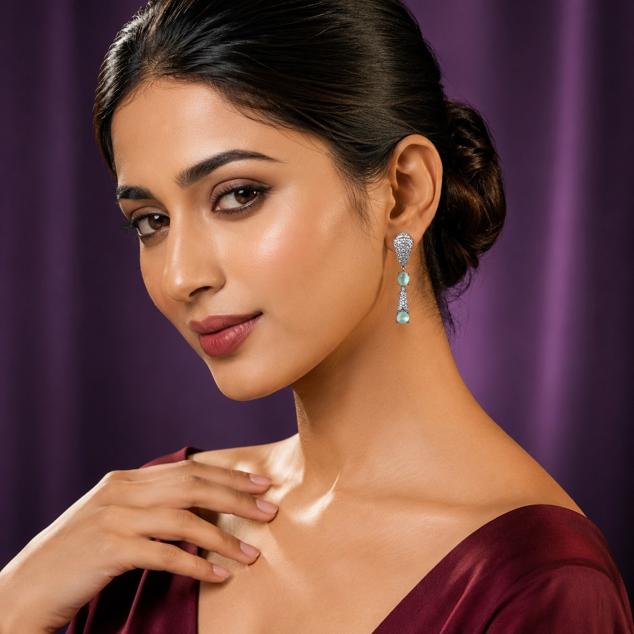 Long Invisible Setting Earring for woman