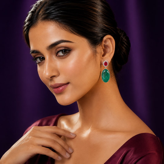 Doublet Stone With cz Earring for woman
