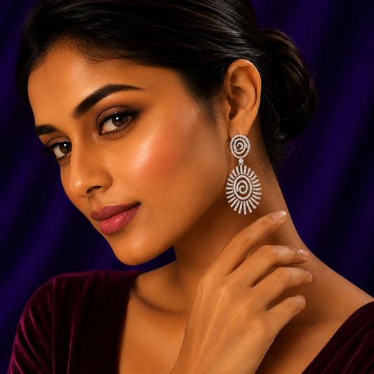 Zircon Silver Plated Earring for woman