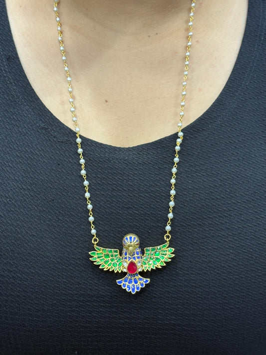 Multicoloured Gold Plated Jadau Pendant