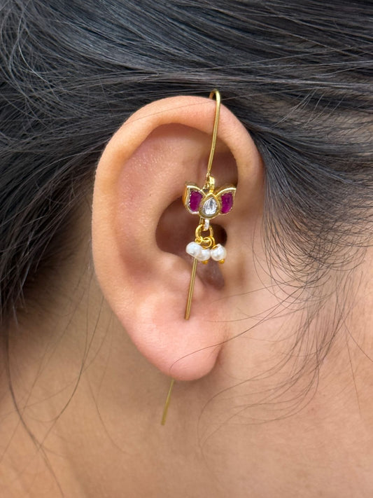 Cute Lotus Ruby Earcuff