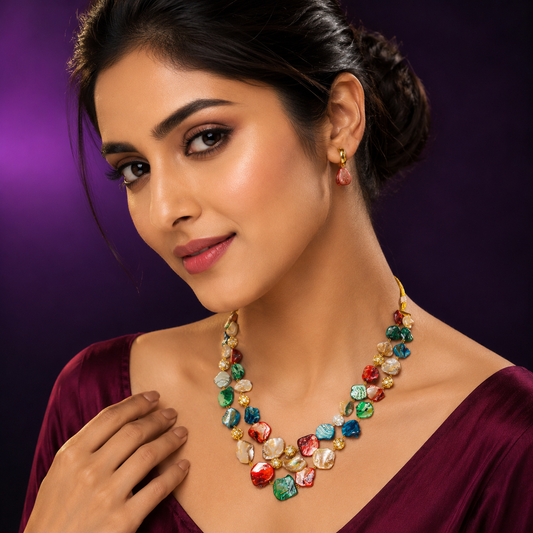 Elegant Multi double layered necklace mala for women
