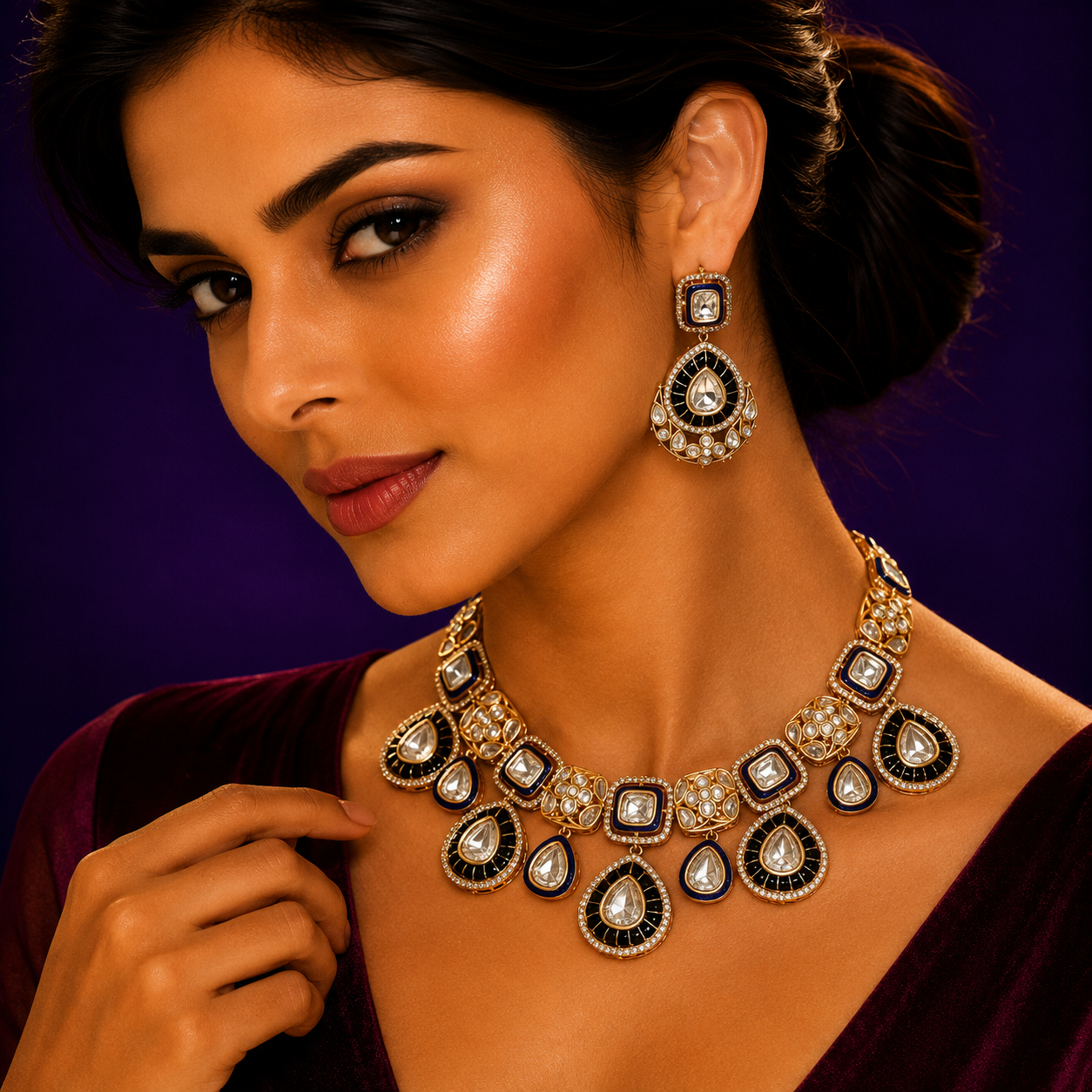 Enameelling Polki Kundan Necklace for woman