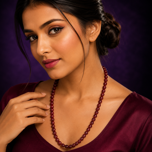 Single Layered Monalisa Ruby Beads Mala