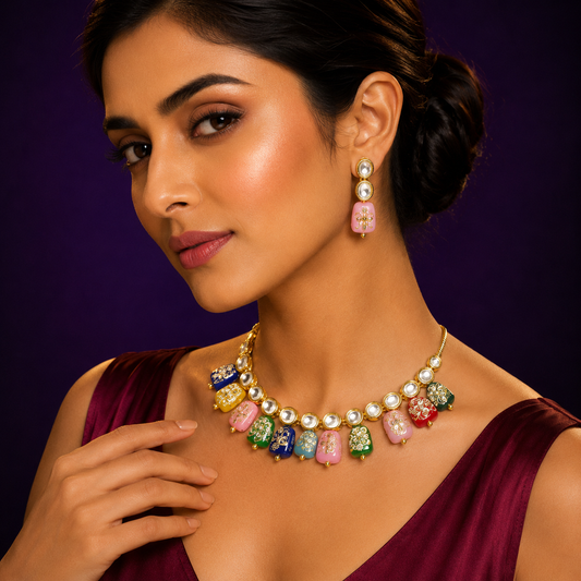 COLOURFUL HANDPAINTED TUMBLE NDAN NECKLACE
