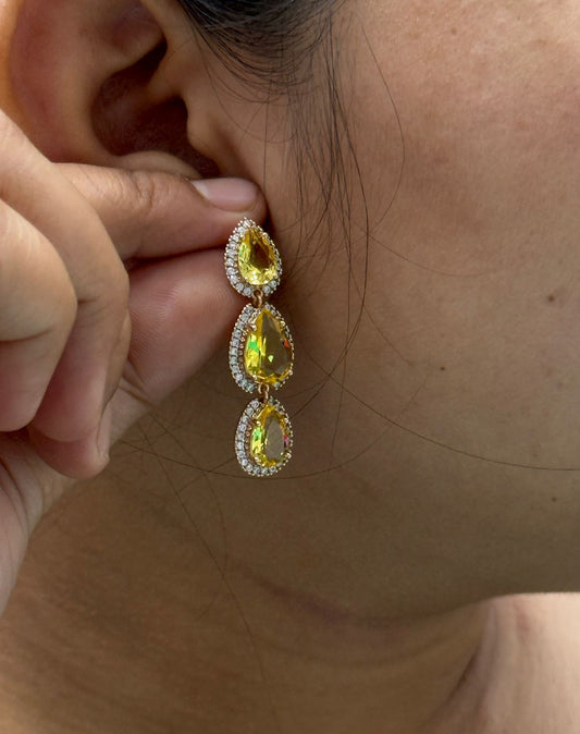 Yellow CZ with Doublet Cute Earring