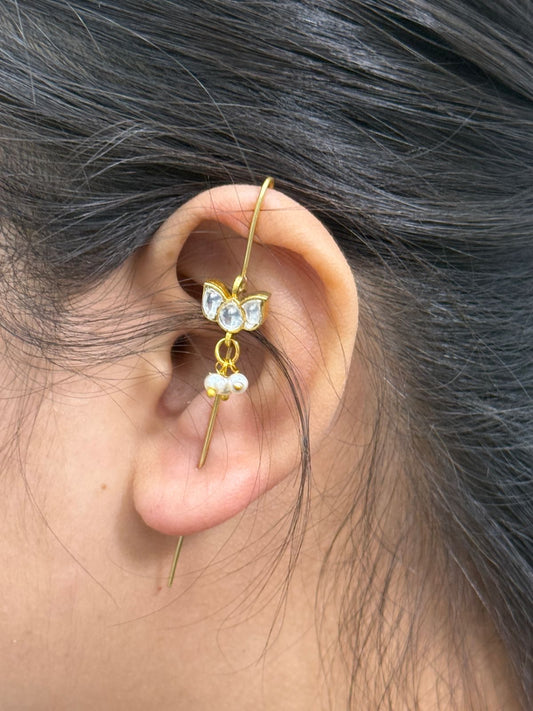 Cute Lotus Kundan Earcuff