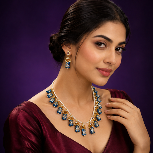 Blue Handpainted Tanjore malas from jaipur for girls and women