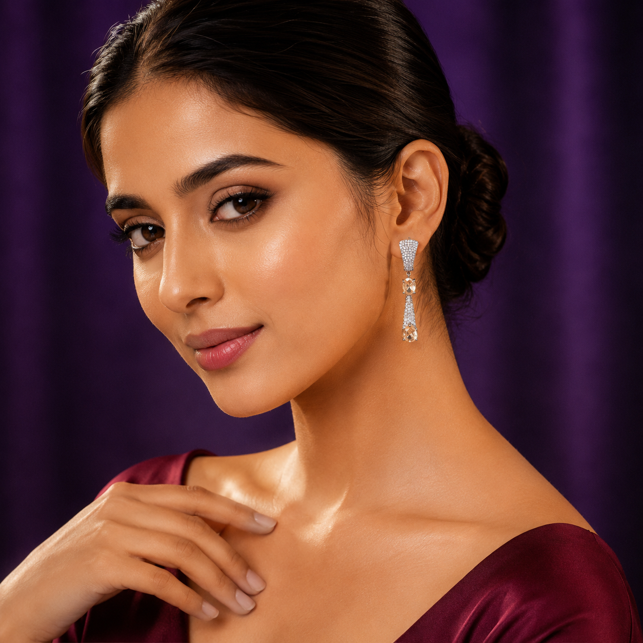 Long Invisible Setting Earring for woman