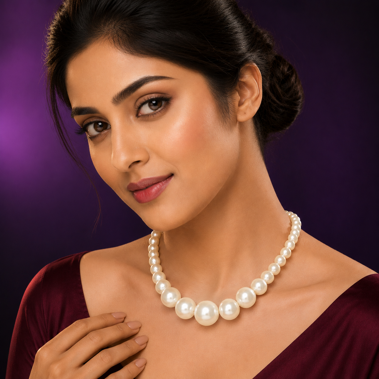 Fresh Water pearls in brass necklace For Women