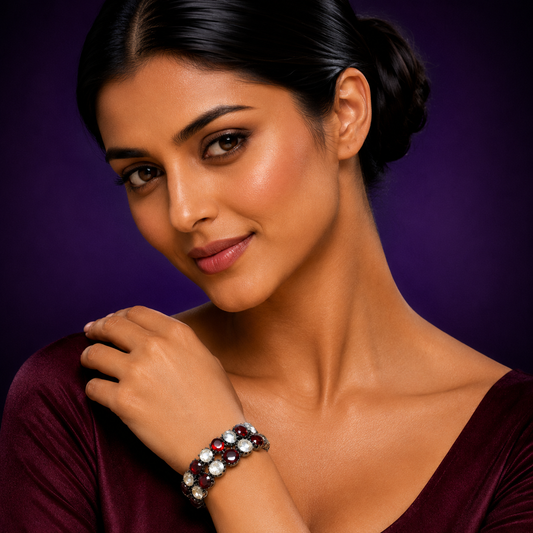 Victorian With Pota Stone Bracelet in maroon for woman