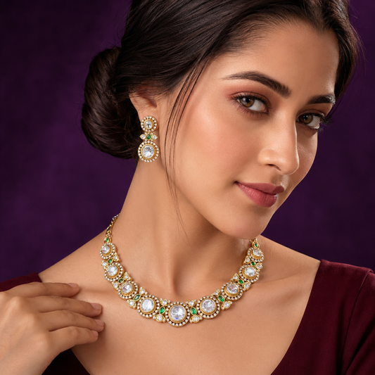 Polki Kundan Necklace in green