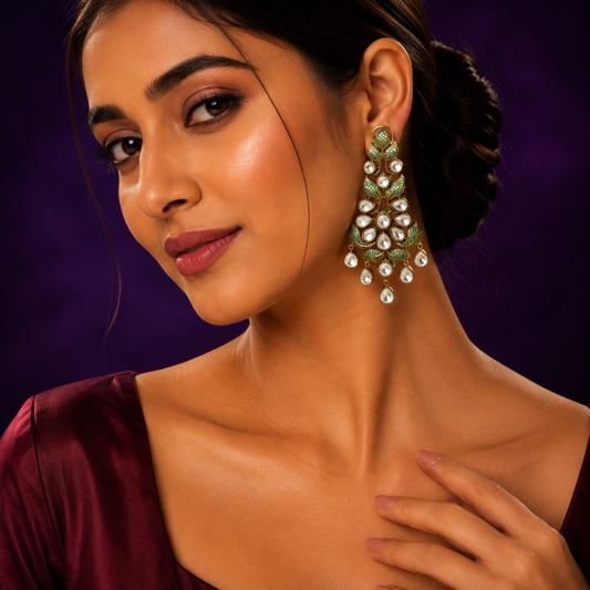 Royal Mossanite Kundan Earring