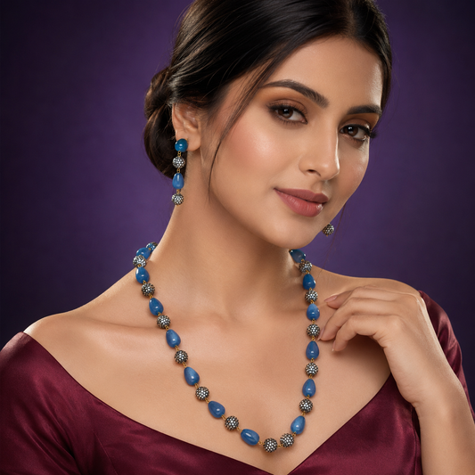 Jaipur Mala Blue Semi Precious Beads