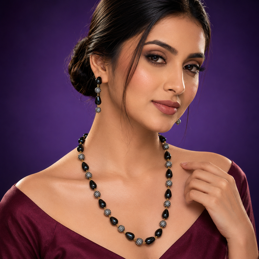 Jaipur Mala Black Semi Precious Beads