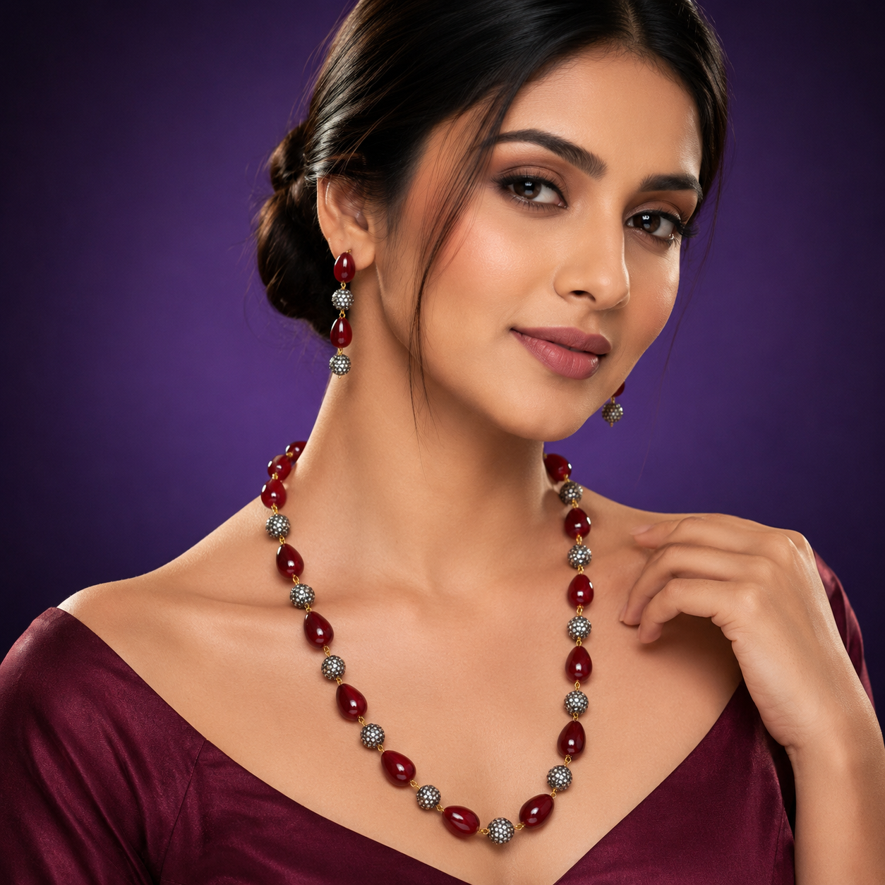 Jaipur Mala Red Semi Precious Beads