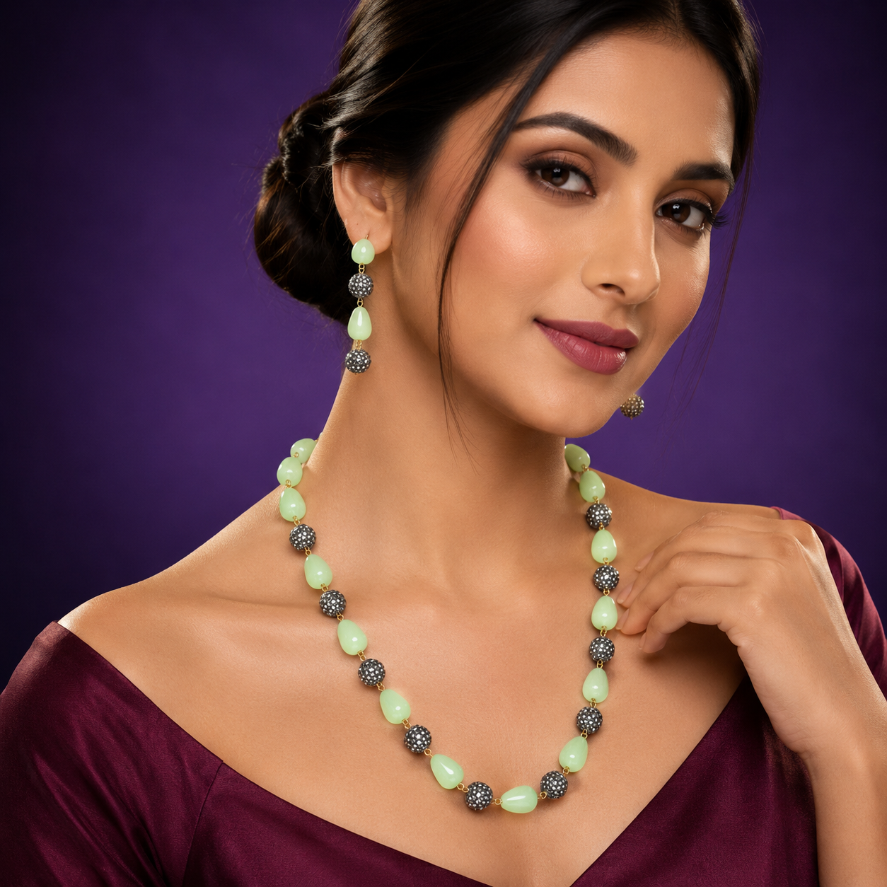 Jaipur Mala Mint Semi Precious Beads