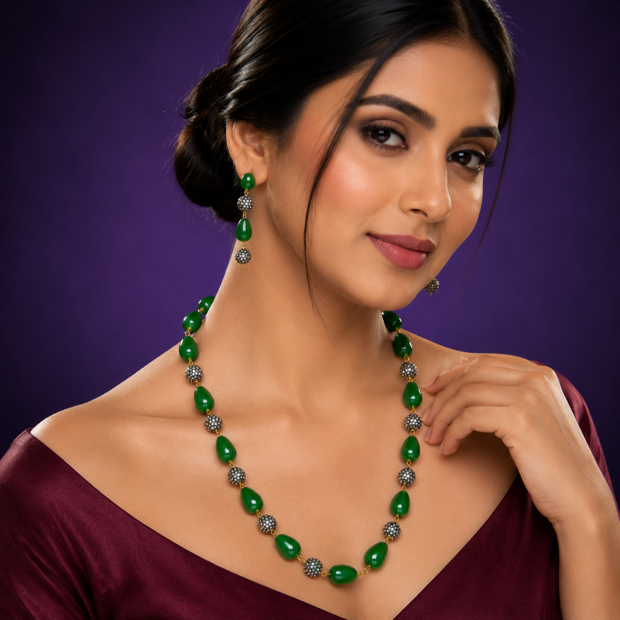 Jaipur Mala Green Semi Precious Beads