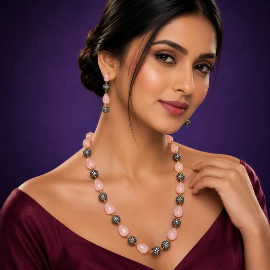 Jaipur Mala Peach Semi Precious Beads