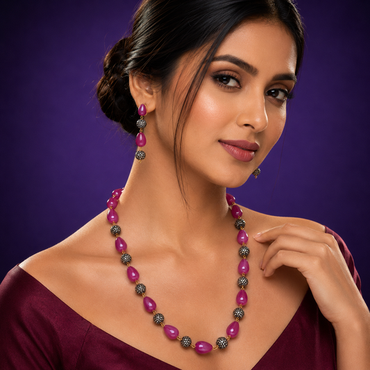 Jaipur Mala Pink Semi Precious Beads