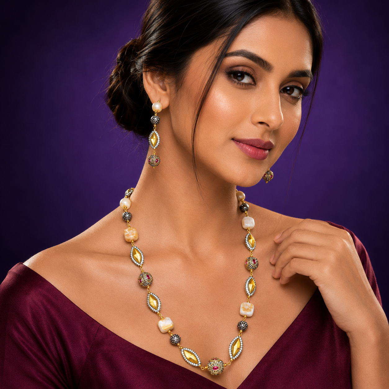 Jaipur Mala Yellow Semi Precious Beads
