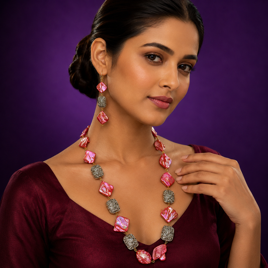 Jaipur Baroque Mala Pink Semi Precious Beads