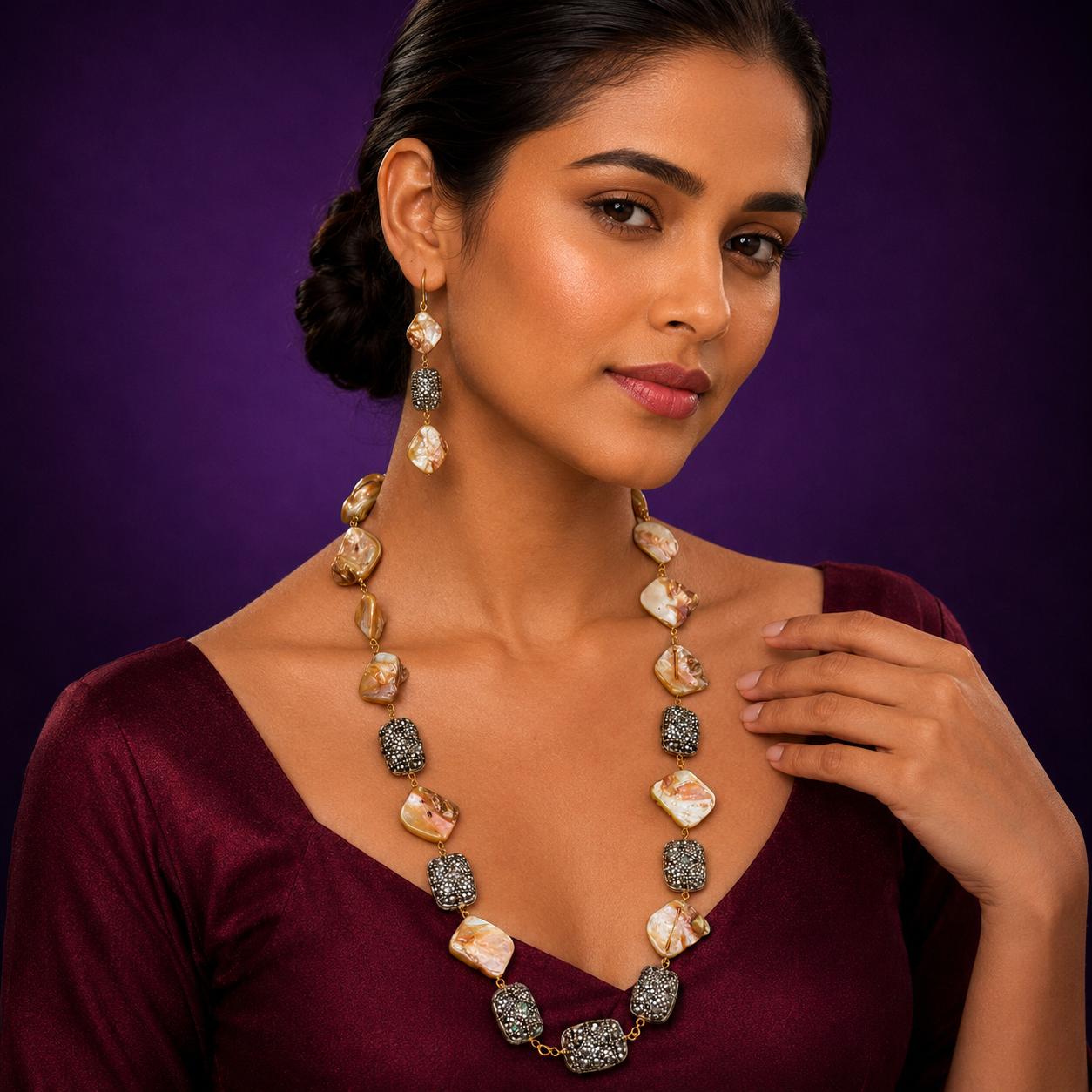 Jaipur Baroque Mala Brown Semi Precious Beads