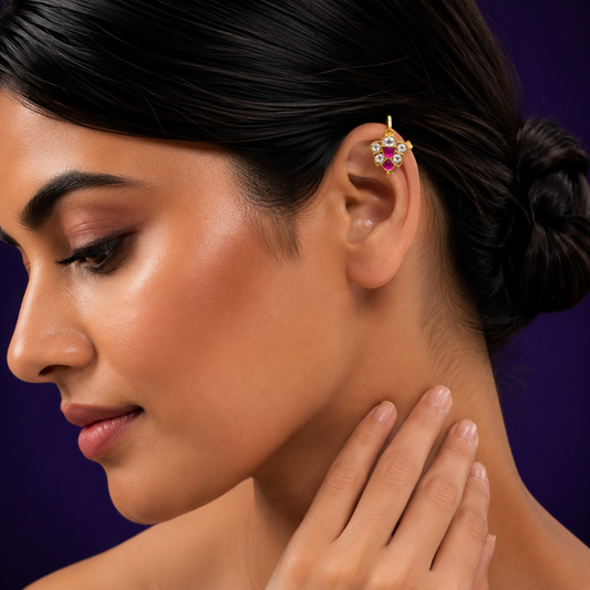 Floral Polki Earcuff