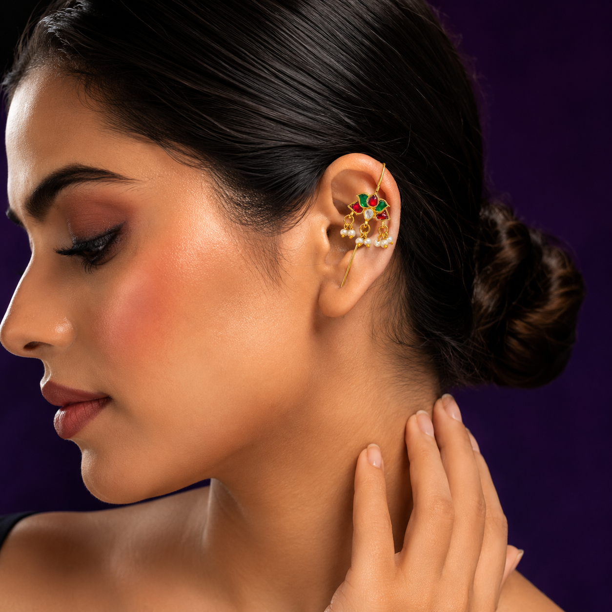 Traditional Lotus Motiff Multi Earcuff