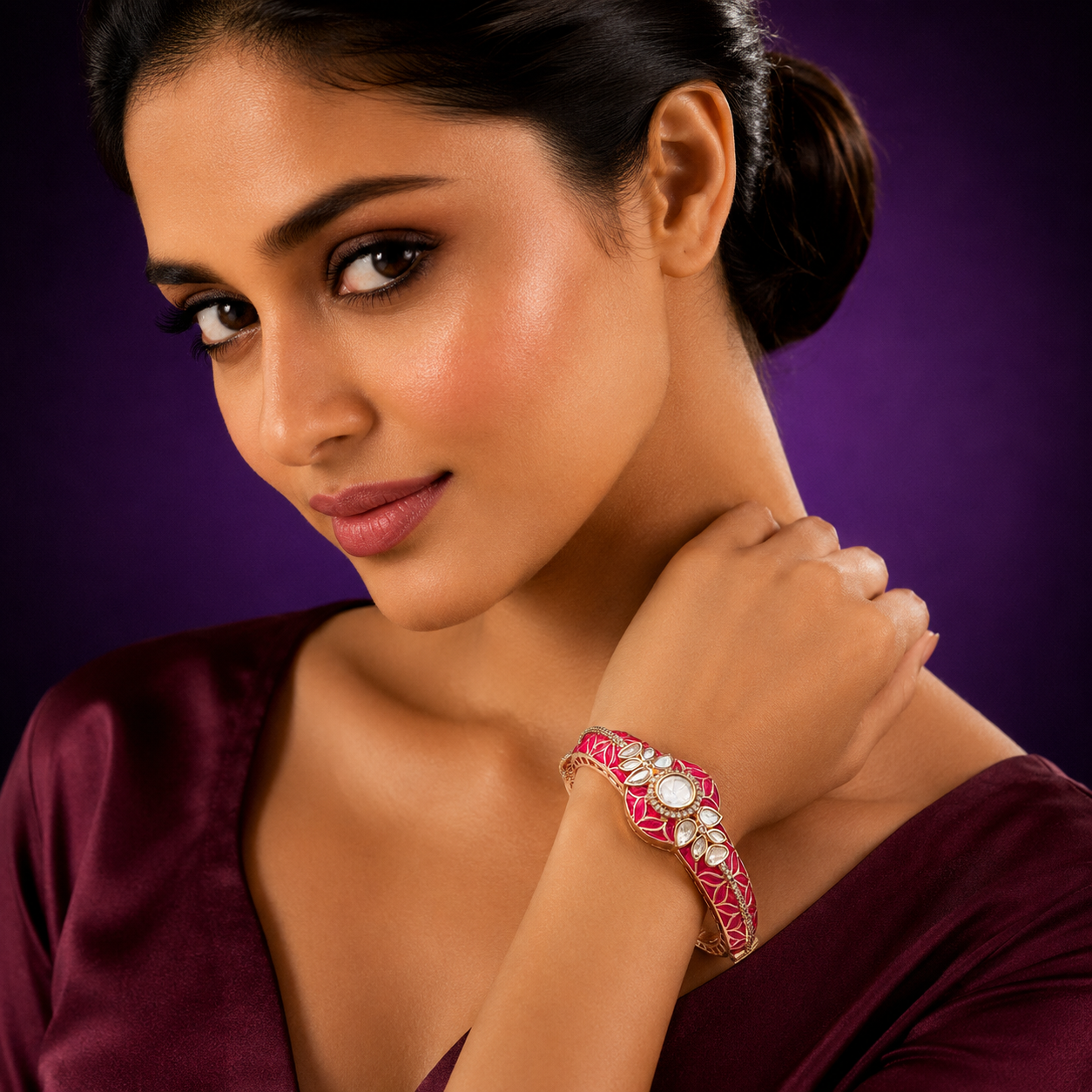Appoxy With Mossanite Kundan Bracelet for woman