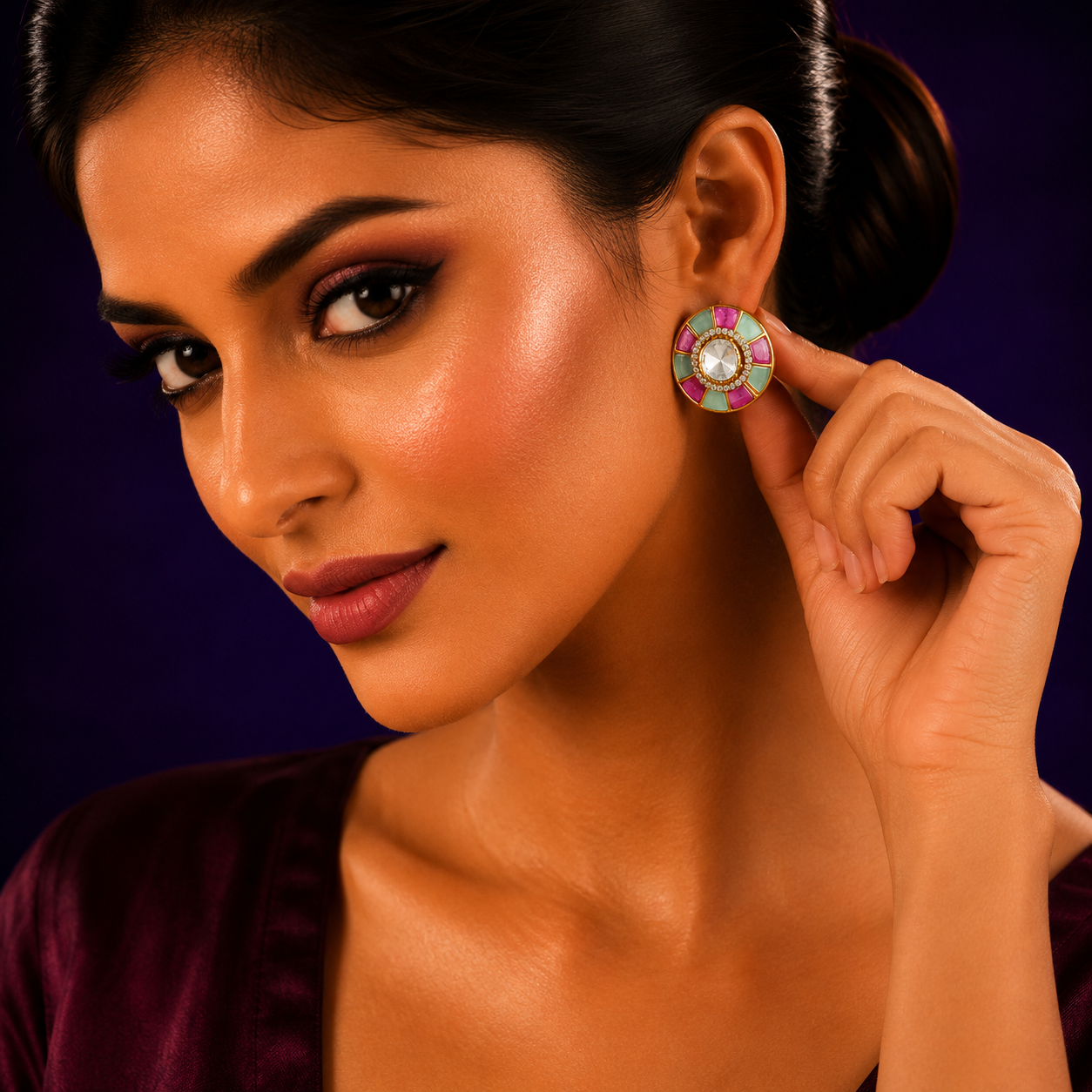 Round With Kundan Studs for woman