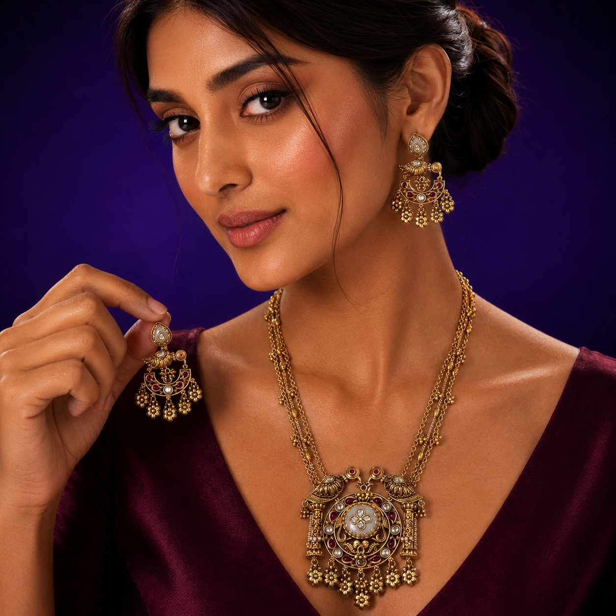 Mop Long Rajwadi Necklace for woman