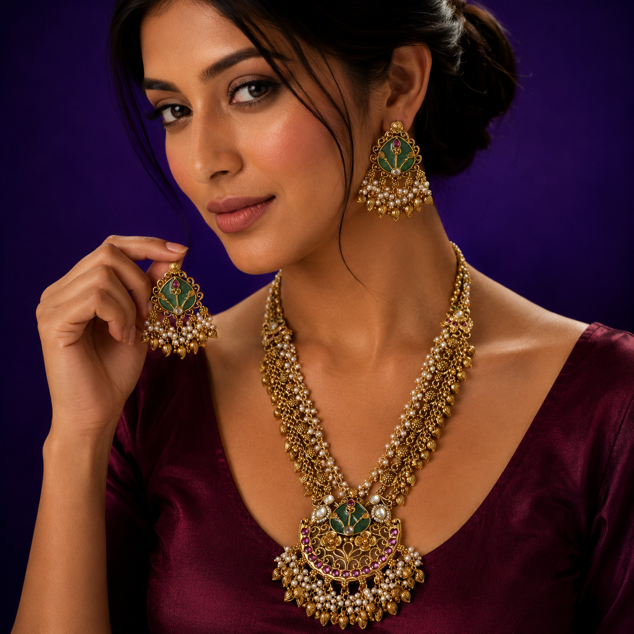 Gold Plated Heritage Long Necklace set