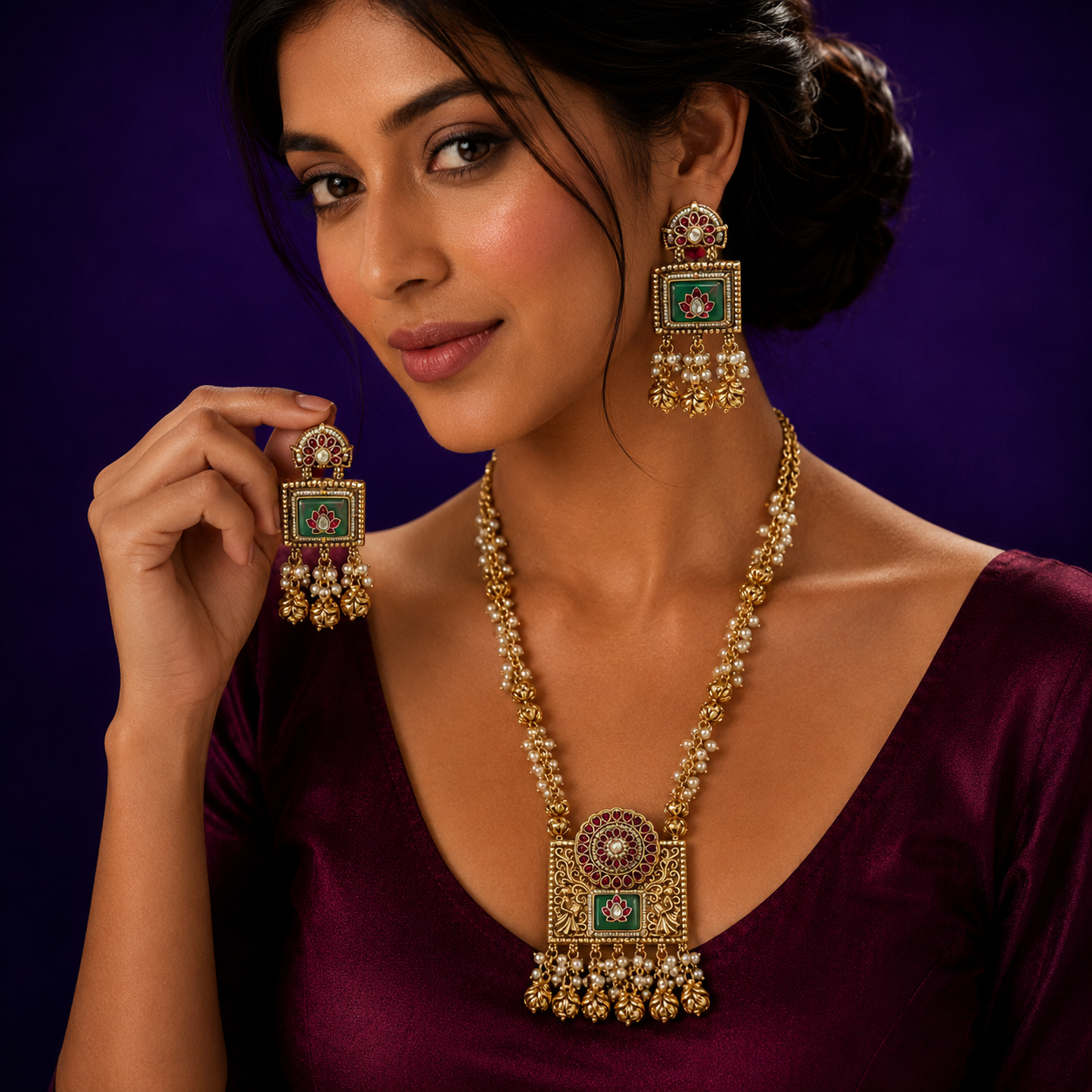 Gold Plated Heritage Long Necklace set