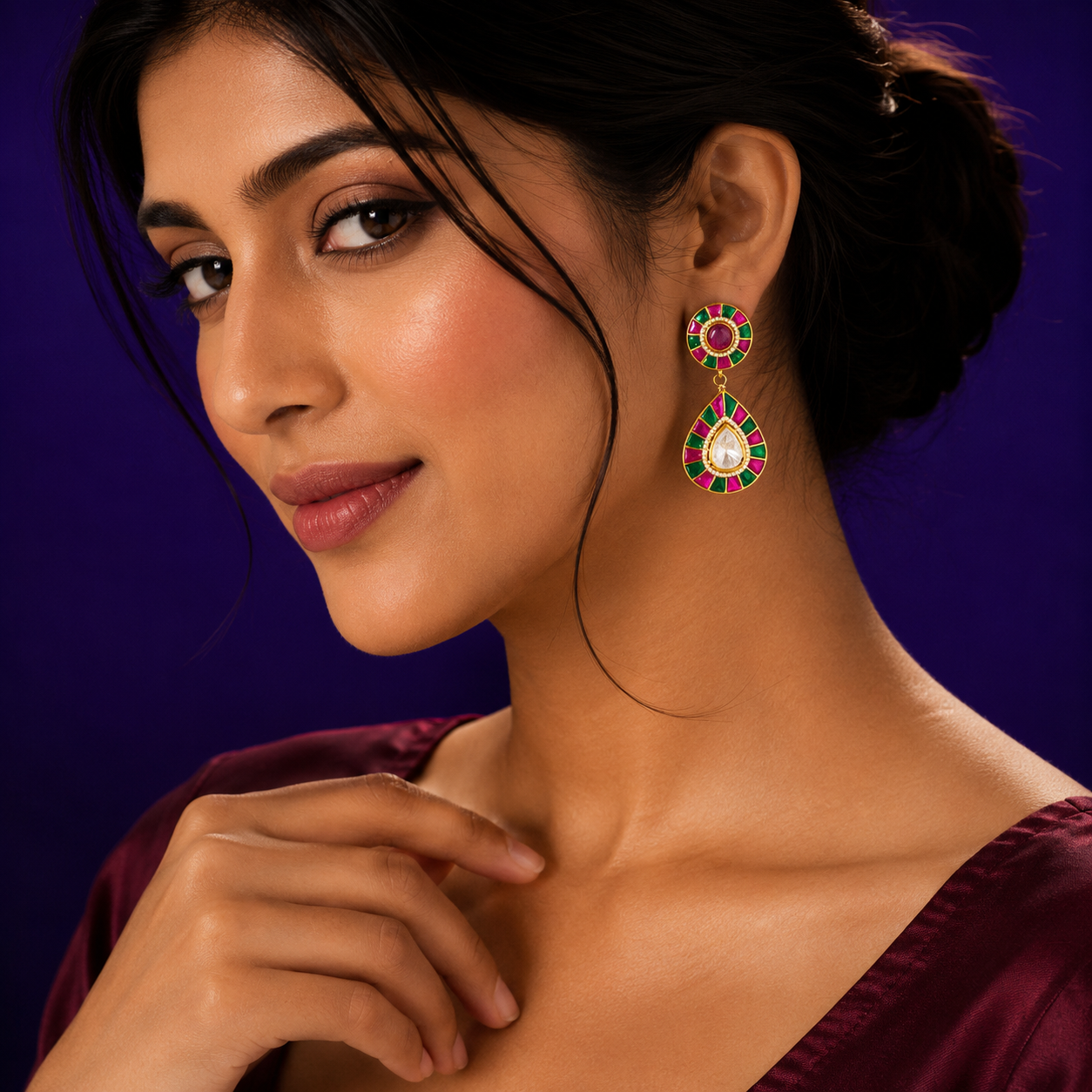 Multi Color Takkar Kundan Earring for woman