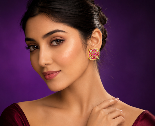 Ruby Gold Plated Studs